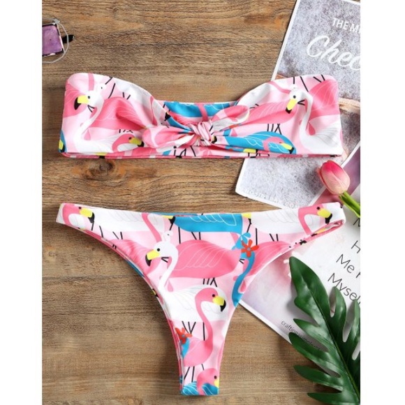Other - Flamingos Bandeau Bikini Set